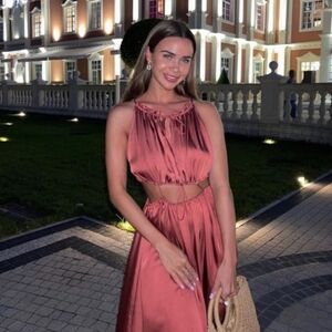 Zara Blogers Favorite Elegant Rust Satin Dress